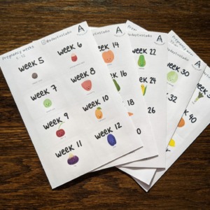 Pregnancy weeks Fruits and Vegetables stickers