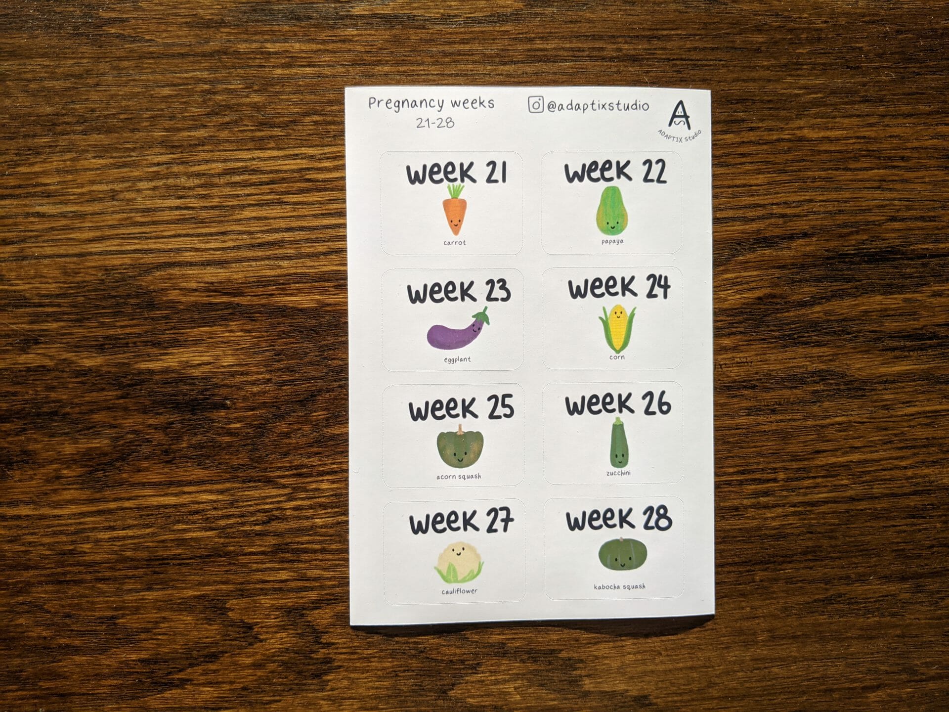 Pregnancy weeks Fruits and Vegetables stickers - Image 4