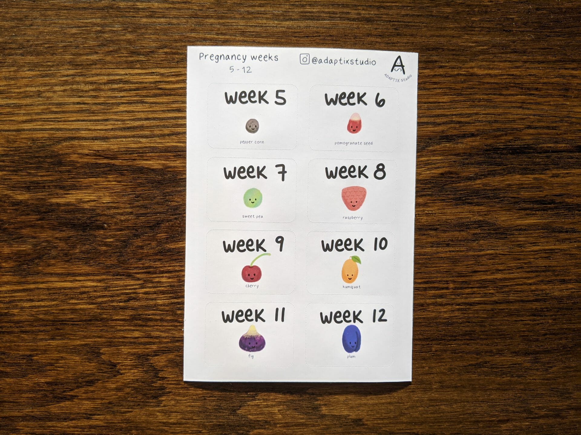 Pregnancy weeks Fruits and Vegetables stickers - Image 2